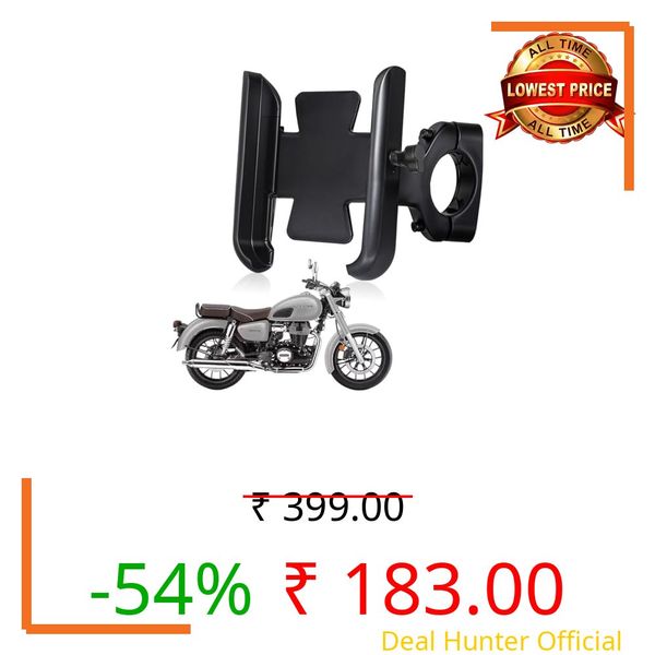 WHIPONE CNC Metal Bike Mobile Holder Compatible for Honda CB350, 360° Rotation Phone Mount Cradle for Bicycle & Motorcycle, Handlebar for All Smartphones, Anti-Slip, Full Grip (Black)