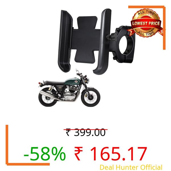 WHIPONE CNC Metal Bike Mobile Holder Compatible for Royal Enfield Interceptor 650, 360° Rotation Phone Mount Cradle for Bicycle & Motorcycle, Handlebar, Anti-Slip, Full Grip (Black)