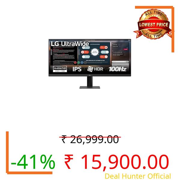 LG UltraWide Monitor 29U511A - UWFHD 1080p IPS 29 inch, 100Hz, 1ms MBR, HDR10, 99% sRGB, Reader Mode & Flicker Safe, Smart Energy Saving, DisplayPort, HDMI, Black
