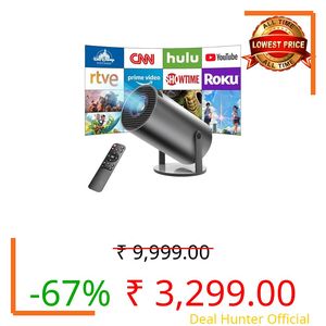 BIGASUO Mini Projector 4K 1080P Supported, 15000 Lumen Portable WiFi 6 Projector,270° Rotatable Projector with 50% Zoom Home/Outdoor Movie Projector for TV Stick/PS5/Phone/HDMI (BGP19)