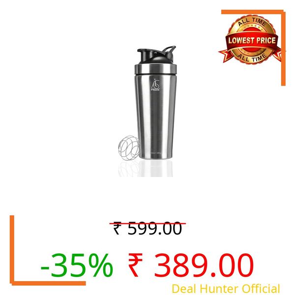 AGIS Steel Shaker Stainless Steel Shaker | Leakproof | Measurement Marking| Perfect For Fitness Enthusiast & Athletes | Ideal For Mixing Protein Shakes & Pre-Workout Formula, 700ml (SILVER)