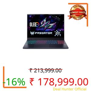 acer Predator Helios Neo 16S AI,Intel Core Ultra 7 Processor 255HX,RTX 5070-8 GB GDDR7,16 GB/1 TB,WQXGA OLED,16.0"/40.64 cm,240Hz,Win 11 Home,Abyssal Black,2.3 kg,PHN16S-71, RGB KB,Gaming Laptop