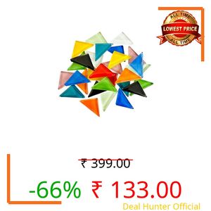 CRAFT BASKET® Assorted Colours Glass Mosaic Tiles (20 Variations) (All Packs: 100 g,200 g,500 g), DIY Mosaic Art, Decoration, Crystal Glass Mosaic Tiles (Glossy Triangle), 100 g