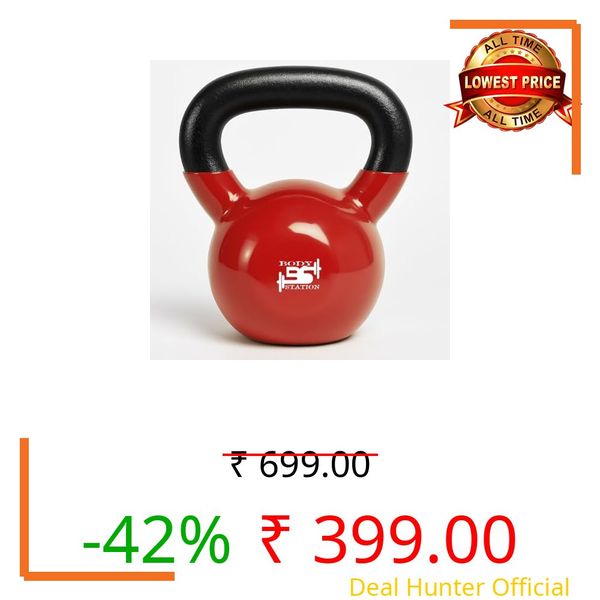 Bodystation Neoprene/Vinyl Coated Cast Iron Kettlebell Weight – 2kg to 20kg | Home Gym Strength Training Equipment for Men & Women | Non-Slip Handle – Ideal for CrossFit, Cardio, and Core Workouts