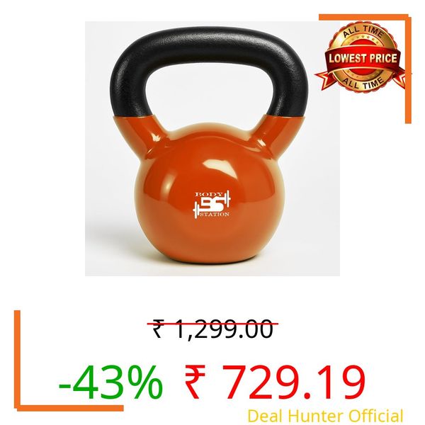 Bodystation Neoprene/Vinyl Coated Cast Iron Kettlebell Weight – 2kg to 20kg | Home Gym Strength Training Equipment for Men & Women | Non-Slip Handle – Ideal for CrossFit, Cardio, and Core Workouts