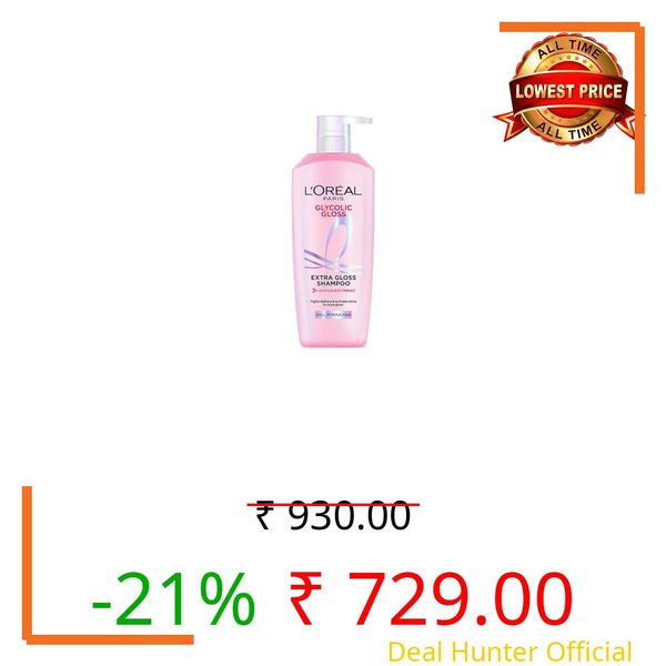 L’Oréal Paris Glycolic Gloss Shine Boosting Shampoo, powered by 3% Glycolic Acid, for dull hair, restores hair quality for gives 3x more gloss, 650ml