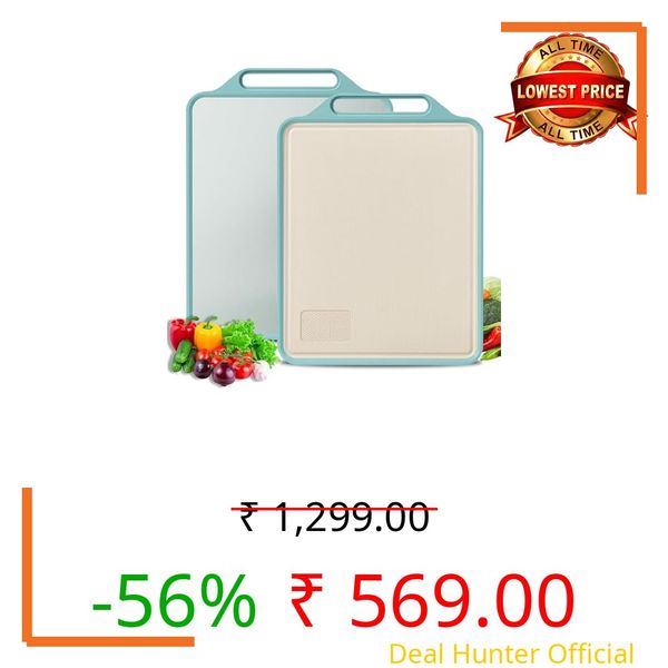 WINKELEN 2in1 Large Steel Chopping Cutting Board for Kitchen | Double Sided Stainless Steel Heavy-Duty Cutting Board for Vegetables, Fruits Cutter, Meats | Eco-Friendly and Anti-Microbial (41 x 33cm)