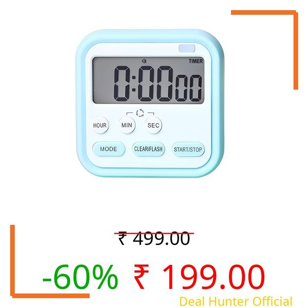 GERQSHO Stopwatch Timer for Study Kitchen Timer Large LCD Screen 24hr Digital Display Magnetic Retractable Stand Loud Alarm Stop Watch Countdown Flashing Light Study Timer for Students Cooking (Blue)