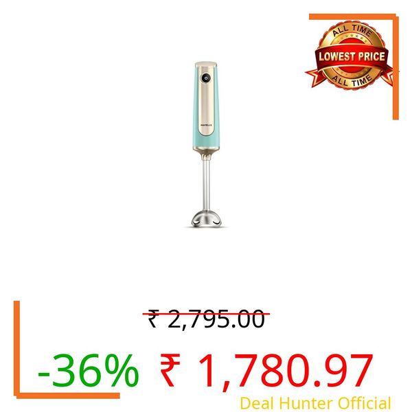 Havells CRAFT Hand Blender|50% Quieter Operation|Easy Blending with 300 Watt Power|Food Grade Material - SS304 Shaft and Blade|Ergonomic One Button Operation|2Yrs Manufacturer Warranty(Blue & Gold)