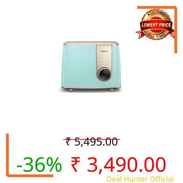 Havells Craft Pop Up Toaster | Touch Control Operation | 8 level Custom Browning Level| Live Cooking Timer | Defrost Mode | Reheat Mode | Intelligent Energy Saving Operation (Blue & Gold)
