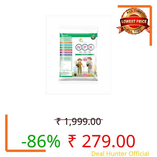 SJ Organics NPK 19-19-19 Fertilizer| 3 Kg | Balanced Water-Soluble Plant Food for Growth, Flowering & Yield Boost | For All Plants