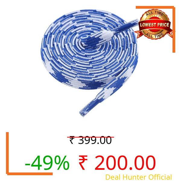 GRAH SANGRAH® 2 Pairs Fashionable Double Layer Flat Colored Shoe laces for Sneakers (Blue White, 150 CM)