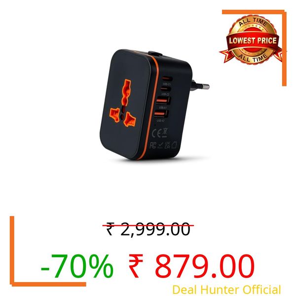 MAK 5 IN1 USB Universal Travel 20W Adapter International All in One Worldwide Travel Multi Plug Converter Adapter, Wall Charger with Build in Dual USB Charger with Multi Type Power Outlet for US EU UK