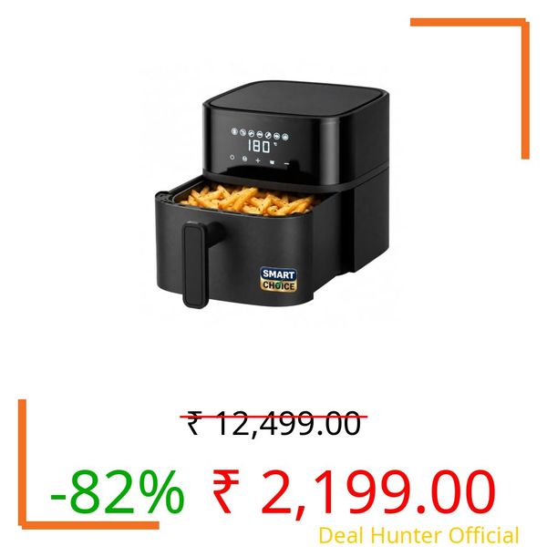 Lifelong Smartchoice 4.2L Digital Air Fryer |7 Preset Menus| Detachable Handle, Touch Panel, Non-Stick Basket| 360° Rapid Air Technology |Use Little to No Oil, Frying, Grilling, Baking,Roasting |1200W