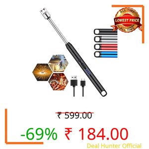 OnisHomes Multi-Purpose 360 Rotating Gas Lighter Electric for Candles Rechargeable, Gas Lighter for Kitchen, USB Lighter (C-Type) Charge (Multicolor)