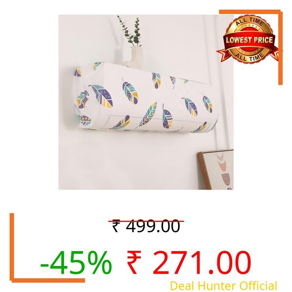 HOKIPO AC Cover compatible with most 1 Ton & some 1.5 Ton Split AC | Fits AC Units upto Size 95x31x21 cm | Dustproof, Waterproof & Washable Indoor Unit Cover | Boho Feathers (D5-AR5873)