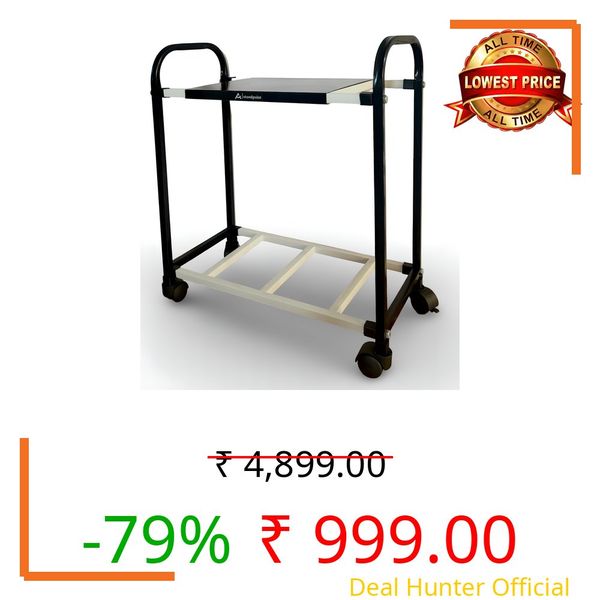 StandPoint Heavy-Duty Inverter Trolley Stand | Large Size Battery Ups Stand for Home | 80kg Load Capacity | 360° Rotating Lockable Wheels | Easy Assembly | Metal Frame | Black & White