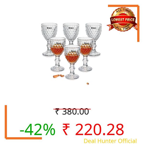 Treo by Milton Astoria Shot Glasses I Set of 6 (65 ml) | Elegant Fluted mini Glasses with Geometric Design for Shots, mocktails, tasters & Parties