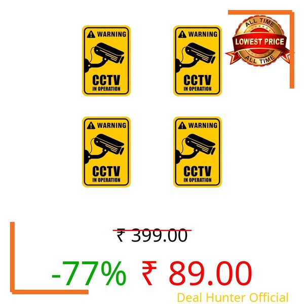 SACNIT CCTV Vinyl Sticker – Self-Adhesive Waterproof CCTV Instruction Label | Durable Safety Signage for Office, School, Building | Indoor & Outdoor Use | Pack of 4 (Warning CCTV in Operation)