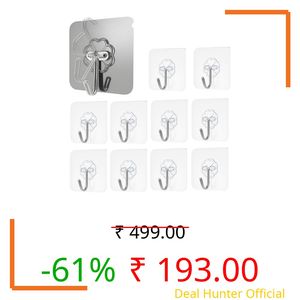 SIGNAMIO 10 Pcs Wall Hanger Adhesive Hooks for Wall Heavy Items - Durable Adhesive Wall Hook for Cloth, Kitchen, and Bathroom, Wall Hooks for Hanging