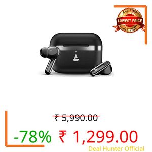 Boat Airdopes Prime 513 ANC, ~32dB Active Noise Cancellation, 65H Battery, Multipoint Connectivity, 4Mics ENx, Bluetooth Earbuds, TWS Ear Buds Wireless Earphones with mic (Carbon Black)