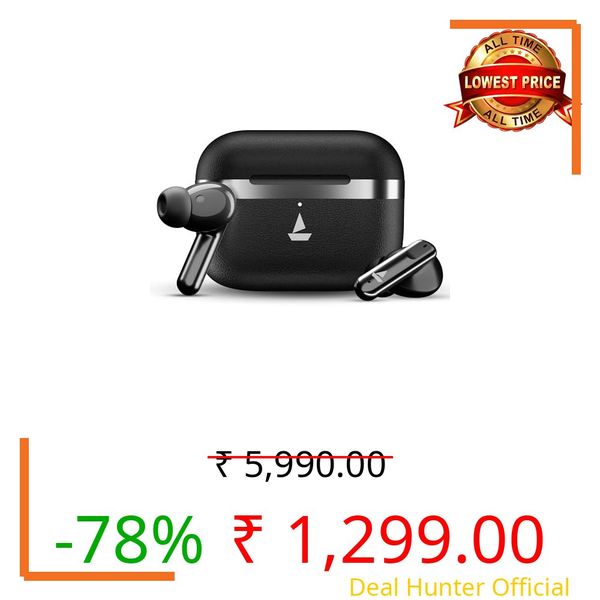 Boat Airdopes Prime 513 ANC, ~32dB Active Noise Cancellation, 65H Battery, Multipoint Connectivity, 4Mics ENx, Bluetooth Earbuds, TWS Ear Buds Wireless Earphones with mic (Carbon Black)