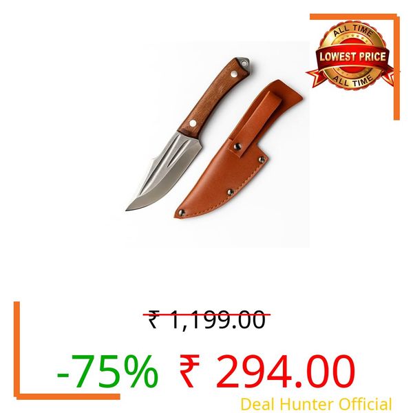 Machado Hybrid Hand-Sharpened Mongolian Knife with Leather Sheath - Forged Boning Multipurpose Meat Cleaver Butcher Knives for Outdoor BBQ