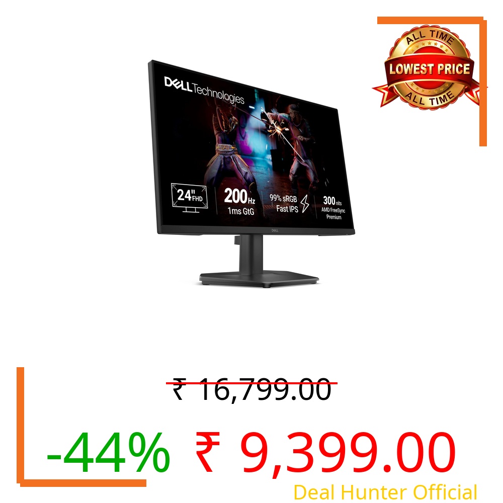 Dell SE2425HG 23.8" FHD IPS Gaming Monitor, 200Hz Refresh, 3side narrow bezels, 1ms GtG, AMD FreeSync Premium,HDR 10,300nits, 1000:1 Contrast, 99% Srgb, Tilt, 2*HDMI 2.1 TDMS(supports HDMI VRR),DP 1.4