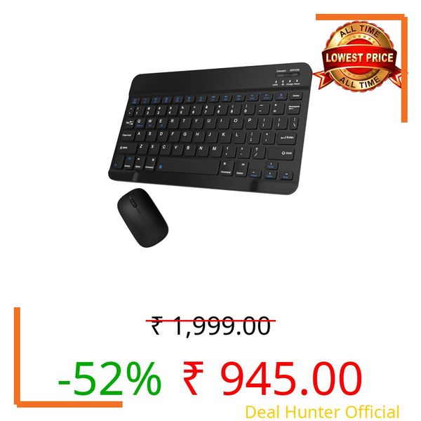 Bluetooth Keyboard and Mouse Combo for iPad, 10 inch Wireless Keyboard & Mouse, Ultra-Slim Portable Rechargeable Keyboard for iPad Pro Air Mini iPhone Samsung Tablet, iPhone15/14/13 Pro