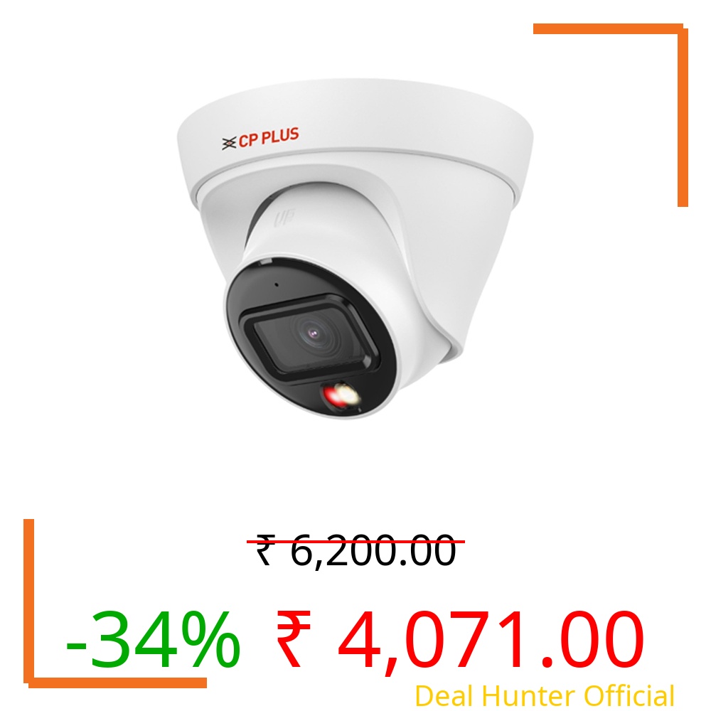 CP Plus 4MP Full HD IP Indoor Dome Camera | STQC Model | CP-UNC-DA41L3C-D-LQ | Built-in Mic | Color Night Vision | IR Night Vision | 3.6mm Fixed Lens | PoE | Compatible with NVR only