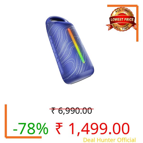 boAt Stone Arc, 20W Signature Sound, 58mm Drivers, Upto 12 Hrs Battery, RGB LEDs, TWS Feature, IPX5, BT v5.4, w/Mic, Bluetooth Speaker, Wireless Speaker, Portable Speaker (Frozen Blue)