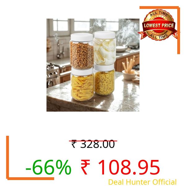 SCL Steelo Vistta Round Containers with White Screw Lid | BPA-Free Premium Plastic Kitchen Storage Jars | Durable, Airtight & Stackable | Ideal for Grains, Snacks, Pulses & More | 750ML, 4pcs Set