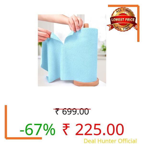 SAMEZONE Reusable Kitchen Towel Roll (20 Sheets) – 2000 Times Washable Eco Bamboo Wipes, Soft & Highly Absorbent Tear-Away Roll, Alternative to Tissue Paper for Kitchen, Home & Glass Cleaning - Blue