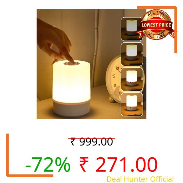 Desidiya Touch Control Led Night Table Lamp 3-Color Brightness for Bedroom, Living Room & Study Room Cute Small Bedside Lamp for Bed Room Corded Electric Light for Study Room