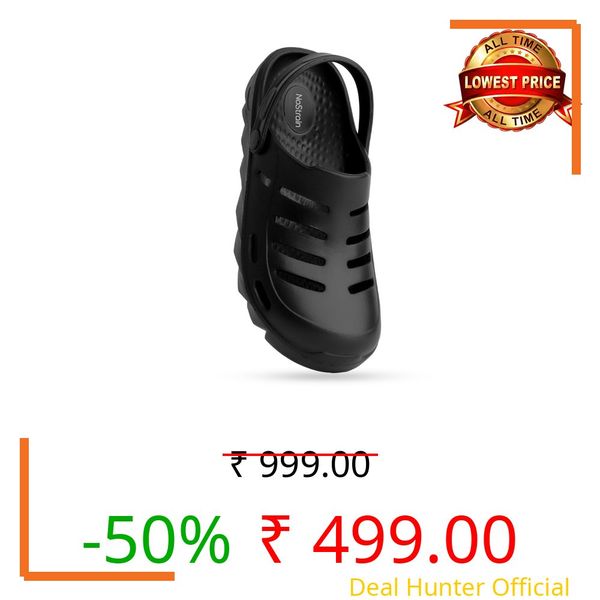 NoStrain Waterproof Street Clogs | Lightweight & Durable | Have a Non-Slip Grip | Clogs for Men Sandals | Sandals for Man | Back-Straps | Black