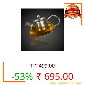 Tea Pot - Glass Kettle for Gas Stove - Borosilicate Glass Teapot with Stainless Steel Infuser, Heat-Resistant, Drip-Free Spout, Ideal for Loose Leaf & Blooming Tea, 1000ml, Golden Brew