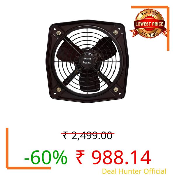 Amazon Basics 9" Fresh Air Exhaust Fan | 40W | 230 mm Sweep | Corded Electric | Window Mount | 45-52 dB | Indoor Use | Metal - Black