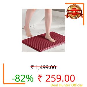 VAS COLLECTIONS Memory Foam Bath Mat – Non-Slip, Water-Absorbent Bathroom Rug, Soft & Quick-Dry (60x40 cm) (Red, 60×40 cm)