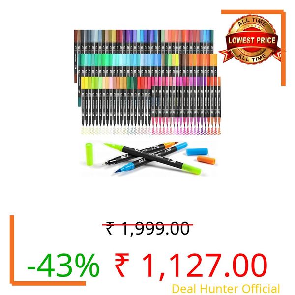 Parssufy 120 Shades Dual Tip Brush Marker Fineline Color Pens Set for Coloring Calligraphy Double Sided Art Markers for Kids Adult Artist, Journal, Doodling, Writing, Coloring Books (120)