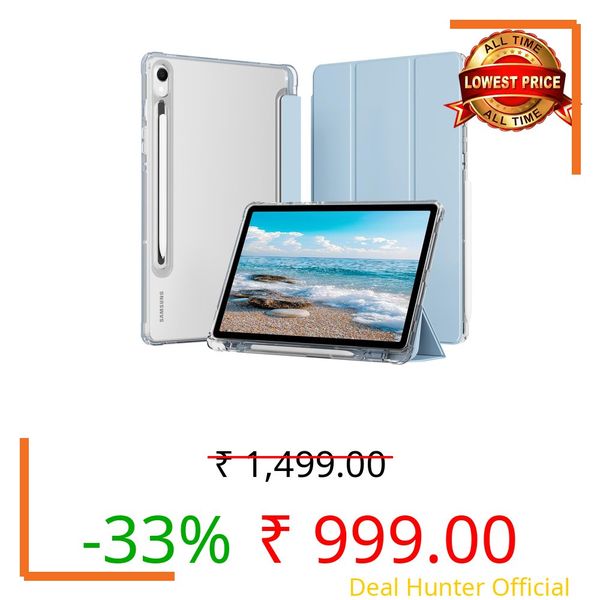 KenKe Cover for Samsung Galaxy Tab S9 11-Inch 2023 with S Pen Holder, Slim Trifold Stand Protective Tablet Case with Hard Back Shell, Auto Wake/Sleep & Multi-Angle Viewing for Samsung Tab S9, Sky Blue