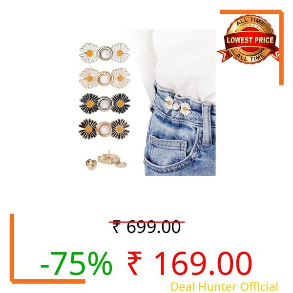 TAGPR 4 Set Adjustable Waist Buckle for Loose Jeans Pants Pearl Detachable Instant Button Pins Tightener Fit Skirt Robe Tightening Extender Skirts Jean Teddy Clips