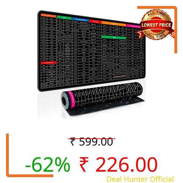 Tanna Enterprise Keyboard Shortcut Mouse Pad, Office/Excel/Word/PPT Shortcuts Cheat Sheet Mat, Quick Key Super Large Anti-Slip Keyboard Pad wit Clear Shortcut Key Patterns(31.5 * 11.8in)