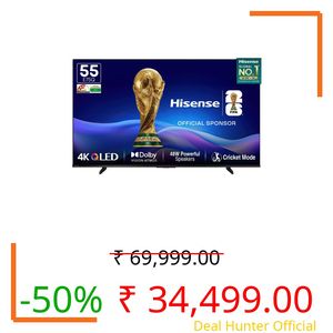 Hisense 139 cm (55 Inches) 4K Ultra HD Smart QLED TV | 48W Powerful Speakers | Dolby Atmos & HDR10+ | ALLM, VRR & Game Mode | Cricket Mode | AI 4K Upscaler | VIDAA OS | 55E75Q (Black)