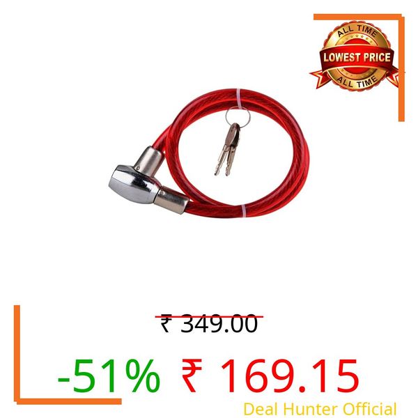 HACER EXHBL1M Heavy Duty Multipurpose Cable Lock for Bike, Luggage, Helmet, Steel Key Lock, Anti-Theft (Multicolor)