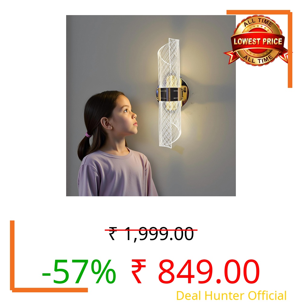 BrightLyt Wall Light for Living Room, Modern Wall Lamps for Bedroom, Wall Lights for Home Decoration, Bedside Lamp (Pack of 1)