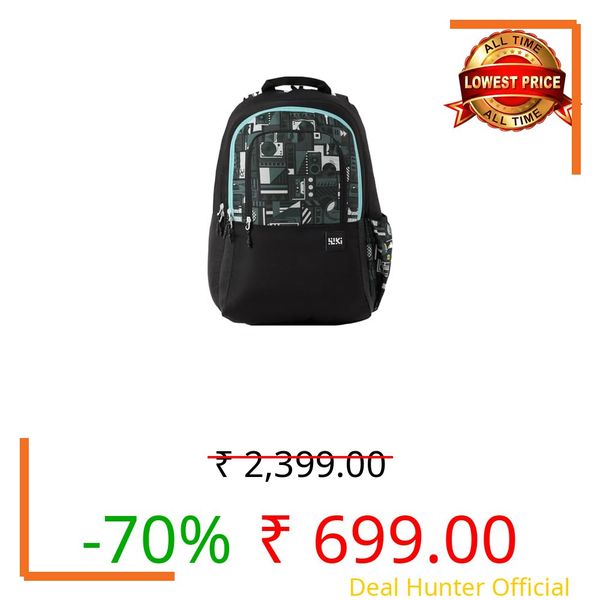 Wildcraft Wiki 2 32L Laptop Backpack for Men & Women | Fits 15.6 inch Laptop | Padded Shoulder Straps, Multi Compartments, Anti-Theft Zippers | School & College Bag | Music Pattern Black
