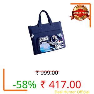 Invite Enterprise Canvas Carrying Bag, Multi-Purpose Shopping, Tote, Vegetable, Lunch, Travel with Handle Strap and Zipper Lock, Water-Proof Reusable Bag (Space Hand Bag-Blue)
