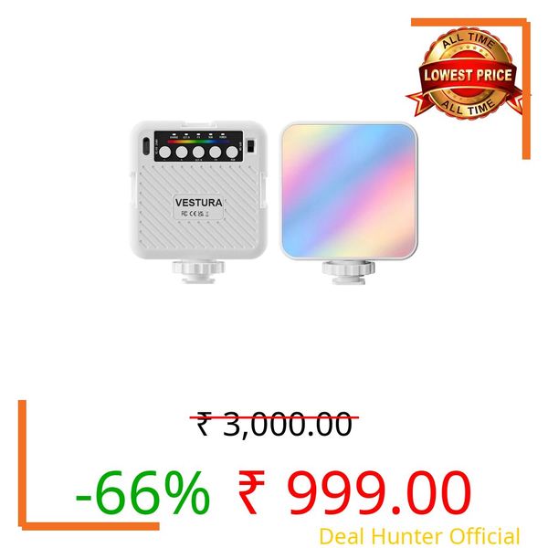 Vestura Portable RGB LED Video Light with Battery – 360° HSI, 3000K–6000K, 8 Brightness Levels, 9 FX Modes, USB-C Rechargeable Mini Light for Photography, Vlogging, YouTube & Video Shooting