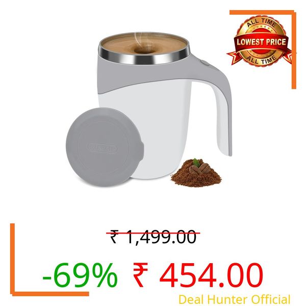 PRAYAN ENTERPRISE Electric Self Stirring Mug | Magnetic Auto Mixer Cup for Coffee, Milk, Protein, Juices | USB Rechargeable Blender Tumbler with Lid – 380ml