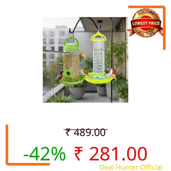 FORREVER Bird Feeder - Hanging Bird Feeder for Balcony, Garden & Outdoor Use (Water & Food Feeder Combo)
